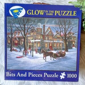 USA Bits & Pieces 1000 pc Puzzle VICTORIAN CHRISTMAS H Hargrove GLOW in the DARK